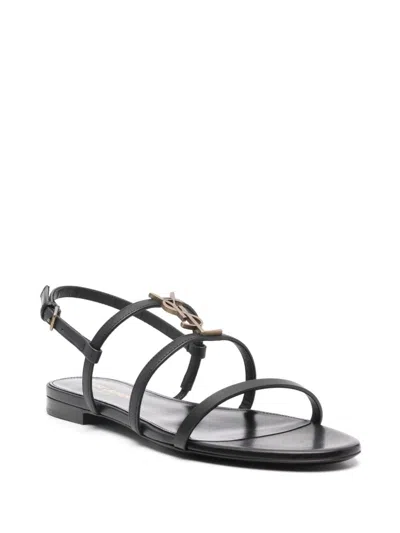 Saint Laurent Cassandra Calfskin Ysl Slingback Sandals