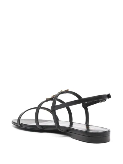 Saint Laurent Cassandra Calfskin Ysl Slingback Sandals