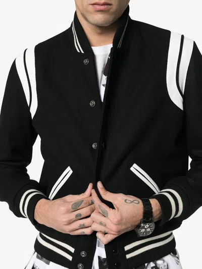 Saint Laurent Men Teddy Varsity Bomber Jacket