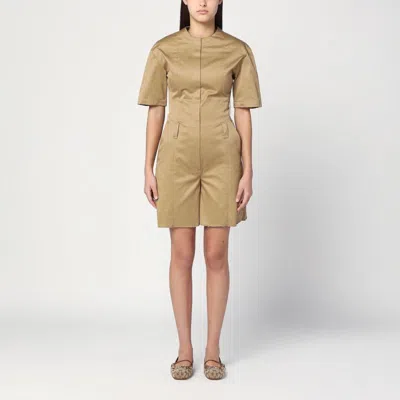 The Latest Camel-coloured Short Jumpsuit In Cotton