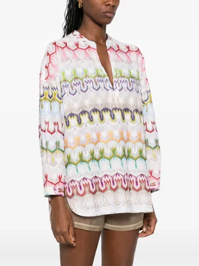 Missoni Geometric Pattern Blouse In Multicolor In White