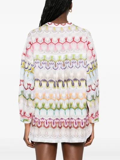Missoni Geometric Pattern Blouse In Multicolor In White