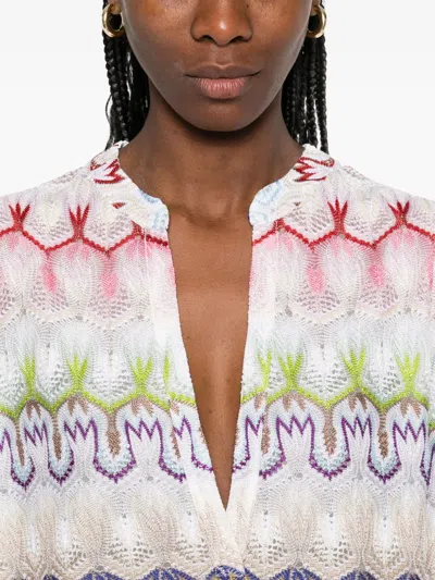 Missoni Geometric Pattern Blouse In Multicolor In White