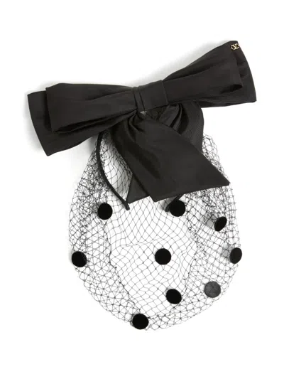Valentino Garavani Vlogo Signature Veil Headband In Black