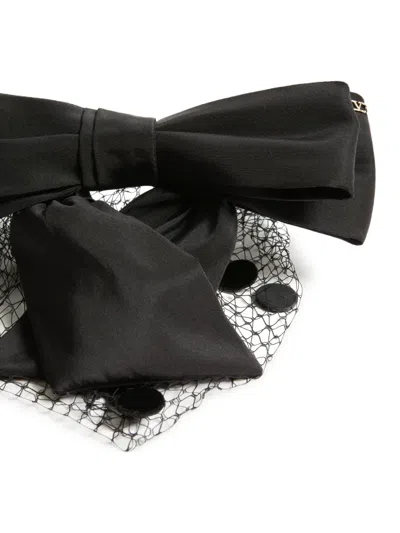 Valentino Garavani Vlogo Signature Veil Headband In Black