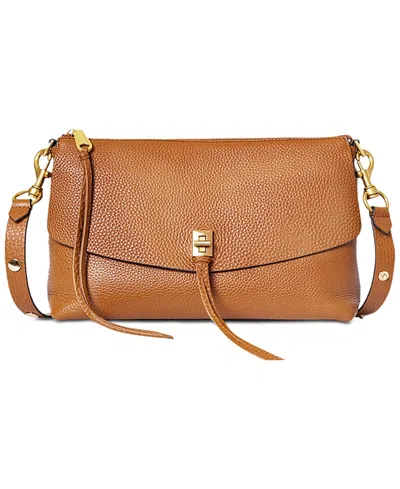 Rebecca Minkoff Darren Small Leather Top Zip Crossbody In Caramello