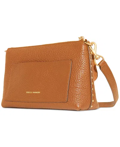 Rebecca Minkoff Darren Small Leather Top Zip Crossbody In Caramello