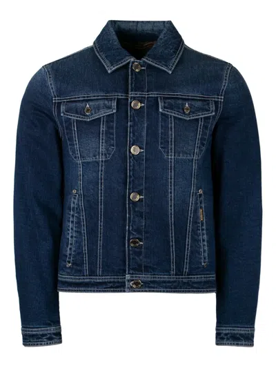 Moorer Dark Blue Denim Jacket Versatile. In Blue