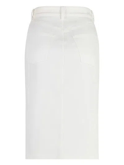 St John Tailored Denim Midi Skirt In White