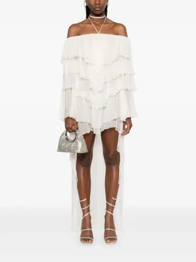 Blumarine Ruffled Blouse In Neutrals