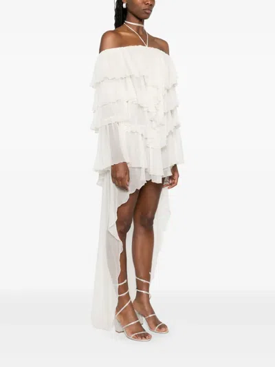 Blumarine Ruffled Blouse In Neutrals