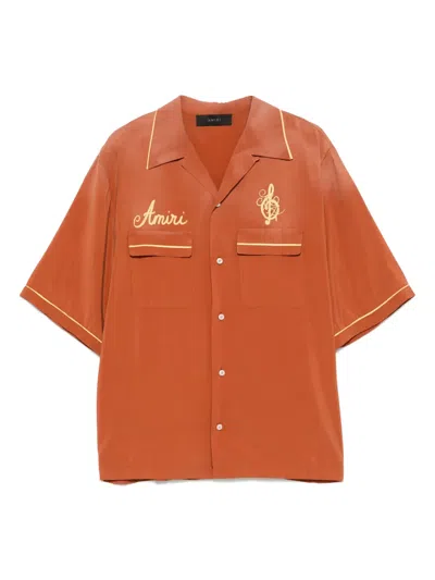 Amiri Saturday Night Camp Shirt Burnt Orange In Orange
