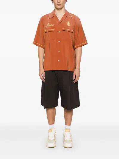 Amiri Saturday Night Camp Shirt Burnt Orange In Orange