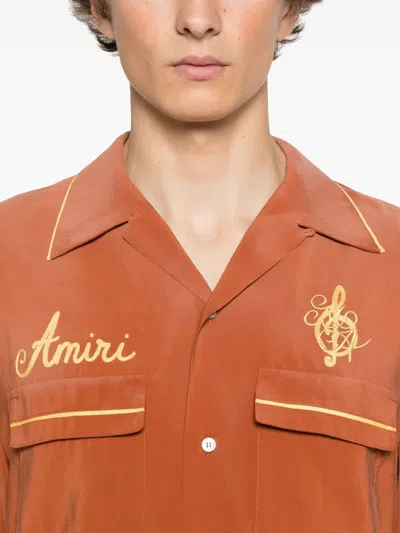 Amiri Saturday Night Camp Shirt Burnt Orange In Orange