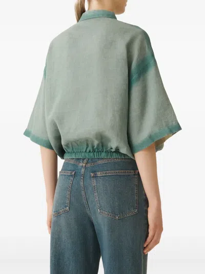 Fabiana Filippi Linen Canvas Shirt With Gradient In Green