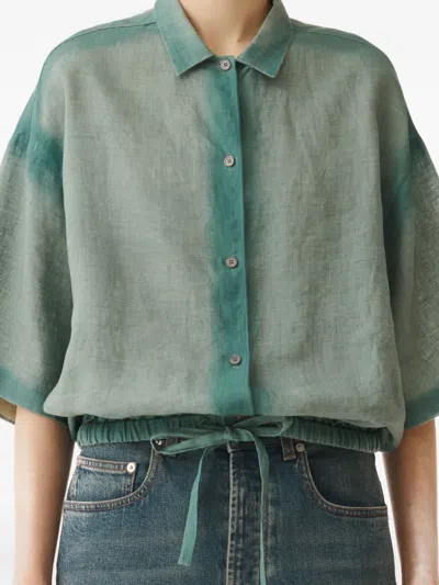 Fabiana Filippi Linen Canvas Shirt With Gradient In Green
