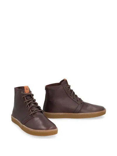Volta Leather High-top Sneakers In Brown