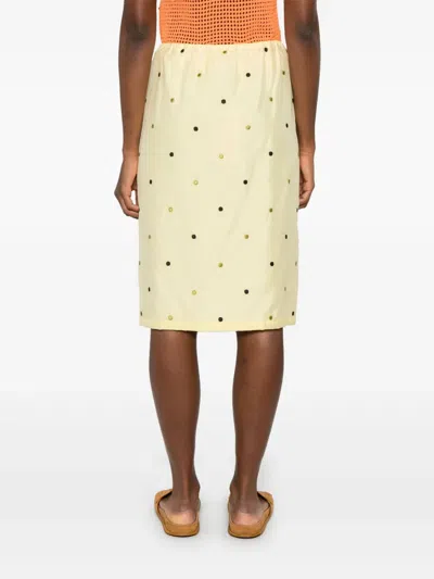 Kenzo Peonies Embroidered Drawstring Skirt In Yellow