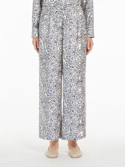 Weekend Max Mara Omens Lilac Eusebio Elasticated-waistband Straight-leg Relaxed-fit Silk Trousers