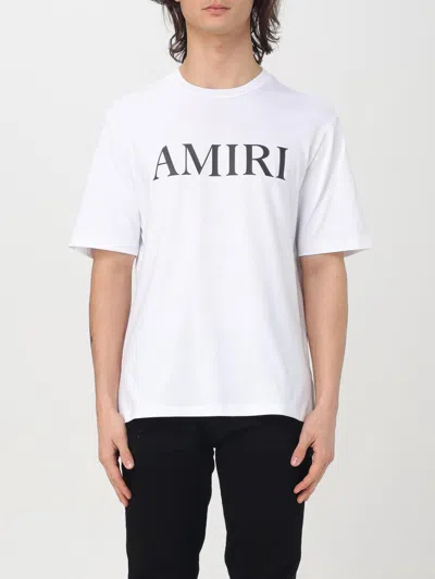Amiri Cotton Crew Neck T-shirt With Contrasting Logo Detail In White
