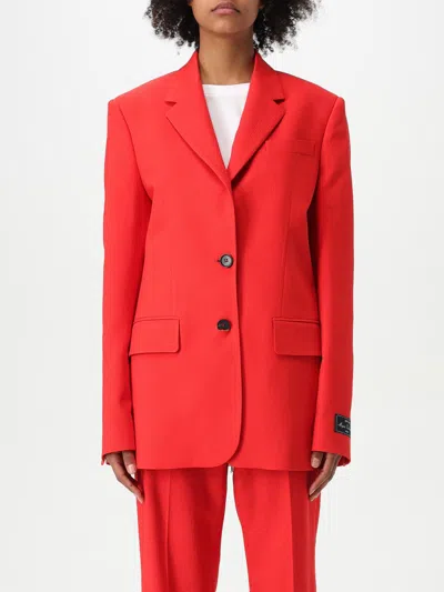 Msgm Single Breast Viscose Blend Blazer In Red