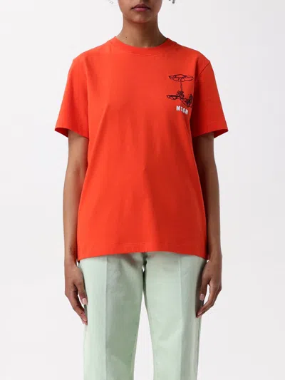 Msgm Logo-print Cotton T-shirt In Red