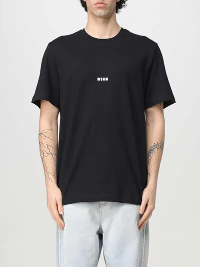 Msgm Black Cotton T-shirt In Black