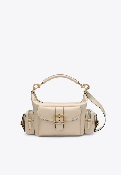 Chloé Leather Camera Shoulder Bag In Beige