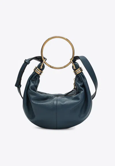 Chloé Tapestry Blue Leather Bracelet Handbag In Blue