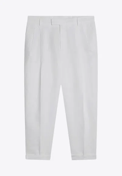 Dolce & Gabbana Linen Cropped Tailored Pants In White