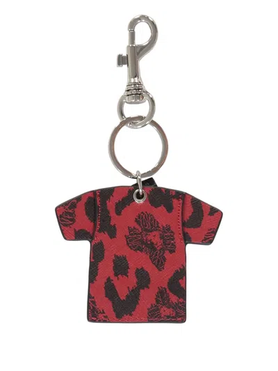 Versace Leather Keyring In Red