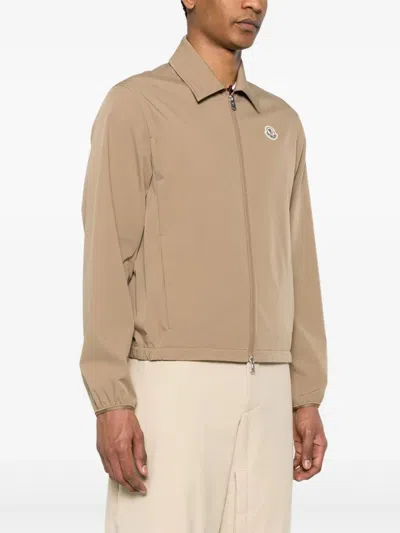 Moncler Evandro Jacket Cuffs Elasticated In Brown