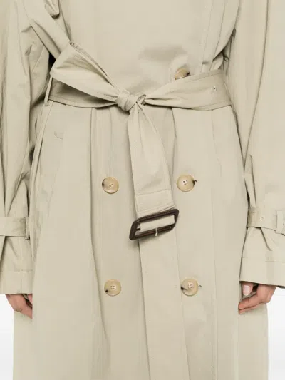 Totême Clay Crisp Cotton Blend Double-breasted Trench Coat In Neutral