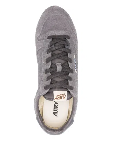 Autry Windspin Low Grey Sneaker With Logo On The Side And On The Heel In Suede Man In Gray