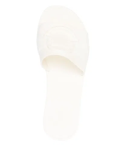 Moncler Flat Rubber Sole Slides In White