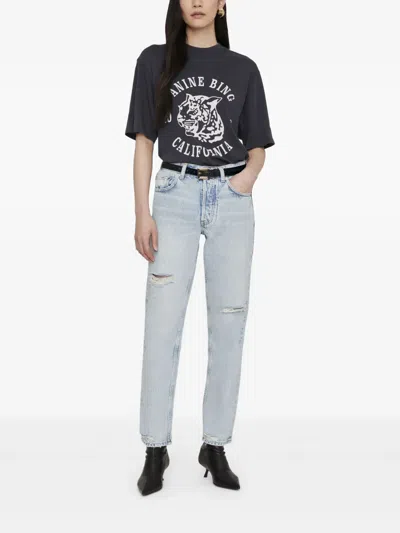 Anine Bing Avi Printed Cotton-jersey T-shirt In Green