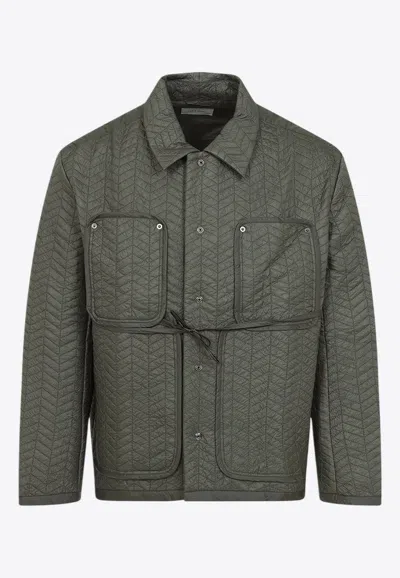 Craig Green Quilted Cotton Blend Jacket With Adjustable Drawstring In Green