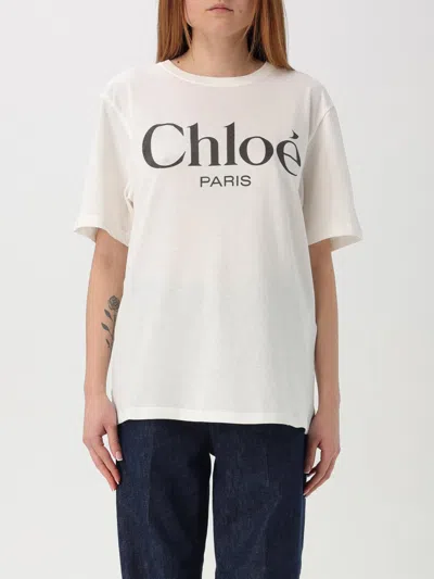 Chloé Logo Jersey T-shirt In White