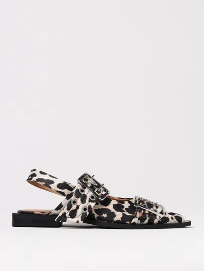Ganni Feminine Fabric Slingback Pumps In Animal Print