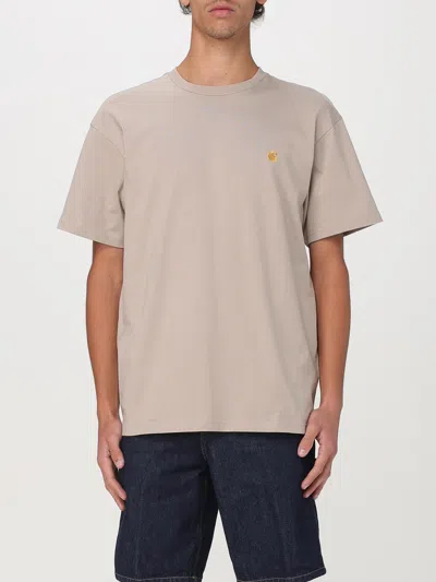 Carhartt Crew Neck Short Sleeve T-shirt Design In Beige
