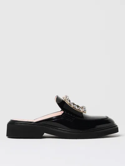 Roger Vivier Crystal Buckle Rangers Mules In Black
