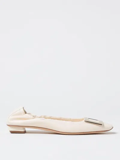 Roger Vivier Belle Vivier Beige Elastic Bellerinas In Yellow Cream