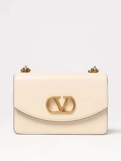 Valentino Borsa A Spalla Piccola In Pelle Butter White Con Tracolla A Catena In Yellow Cream