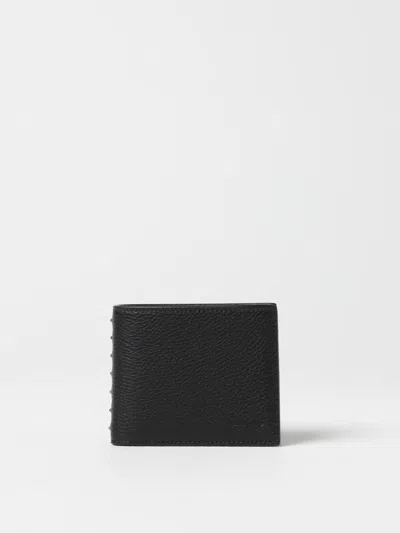 Valentino Garavani Rockstud Textured Studded Bi-fold Wallet In Black