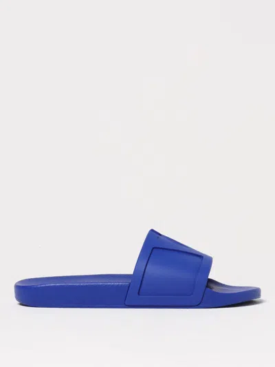 Valentino Garavani Wide Strap Open Toe Rubber Slides In Blue