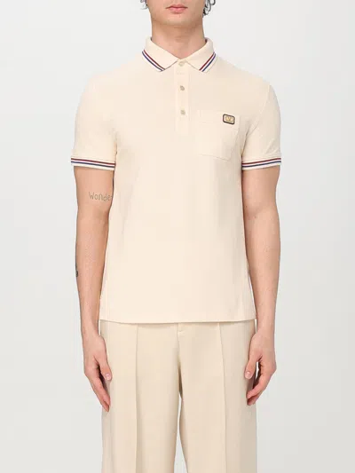 Valentino Cotton Piqué Polo Shirt With V-logo Patch In Neutral