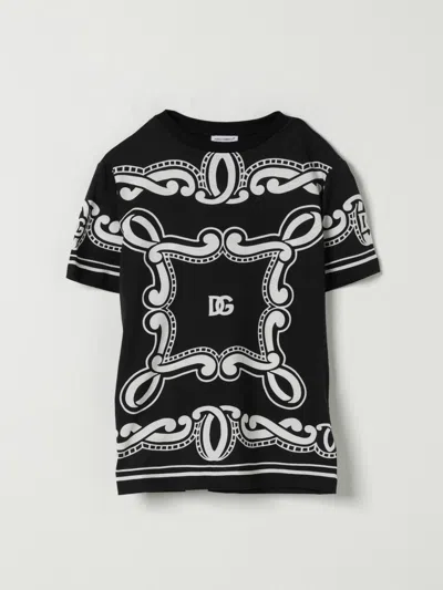 Dolce & Gabbana Jersey T-shirt With Bandana Print In Black