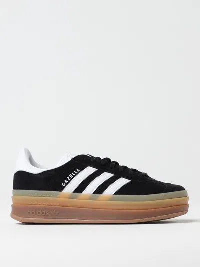 Adidas Originals Bold Striped Suede Sneakers With Gum Sole In Black
