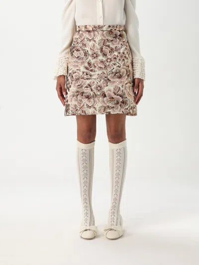 Valentino Gonna In After Winter Quilted Pink Lurex In White