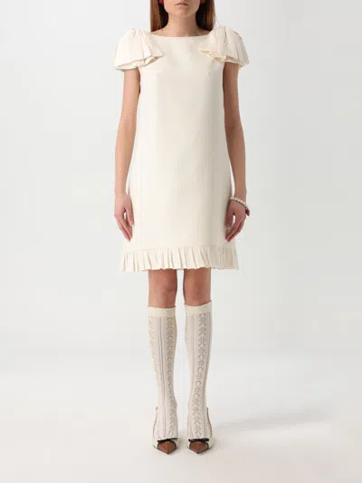 Valentino Boat Neckline Silk And Wool Blend Dress In Nude